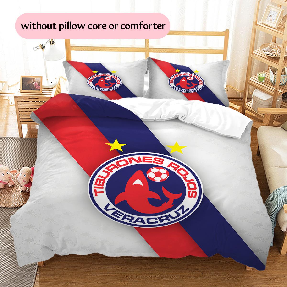 Tiburones Rojos de Veracruz Pattern Bedding Quilt Set Home Decoration Gift (1 * duvet cover + 2 * pillowcase without core) 135x200cm