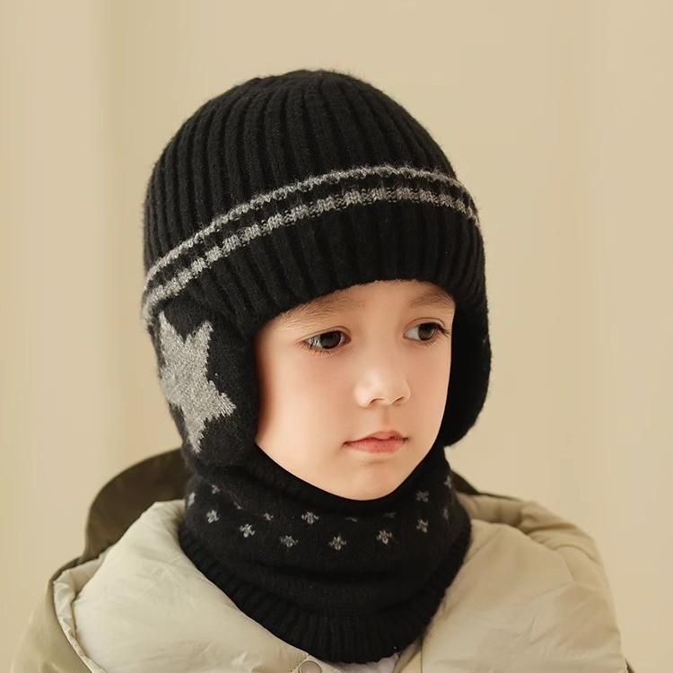 Knitted Baby Hat With Earmuff Warmth For Winter Childrens Headgear