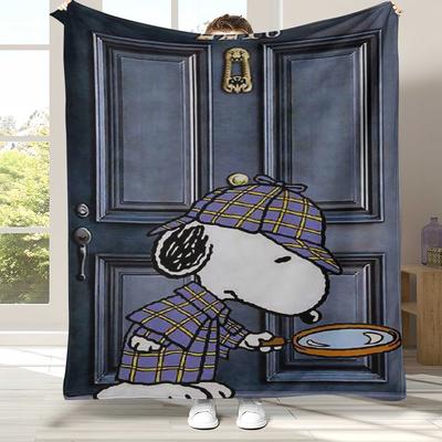Cute Snoopy Dog Cartoon Flannel Blanket,Ultra Soft Warm Plush Throw for Home Bedroom Bed Sofa Cover Camping Picnic Gift