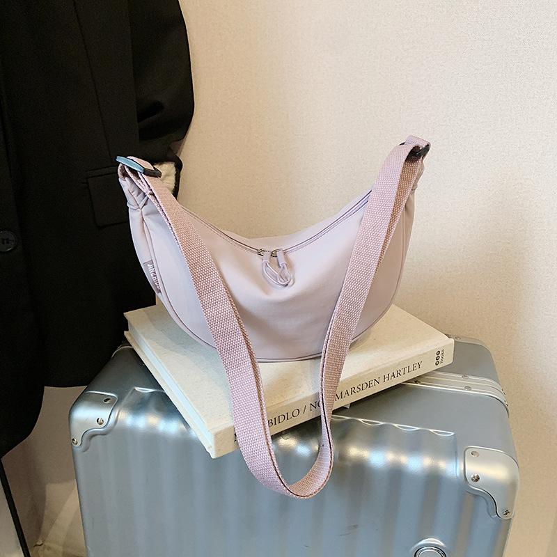 Casual simple dumpling bag nylon canvas bag female messenger bag versatile breast bag lightweight underarm bag