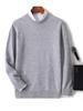 Men's 100% Pure Wool Crew Neck Sweater - Medium Thickness, Solid Color Knitwear for Autumn and Winter Warmth