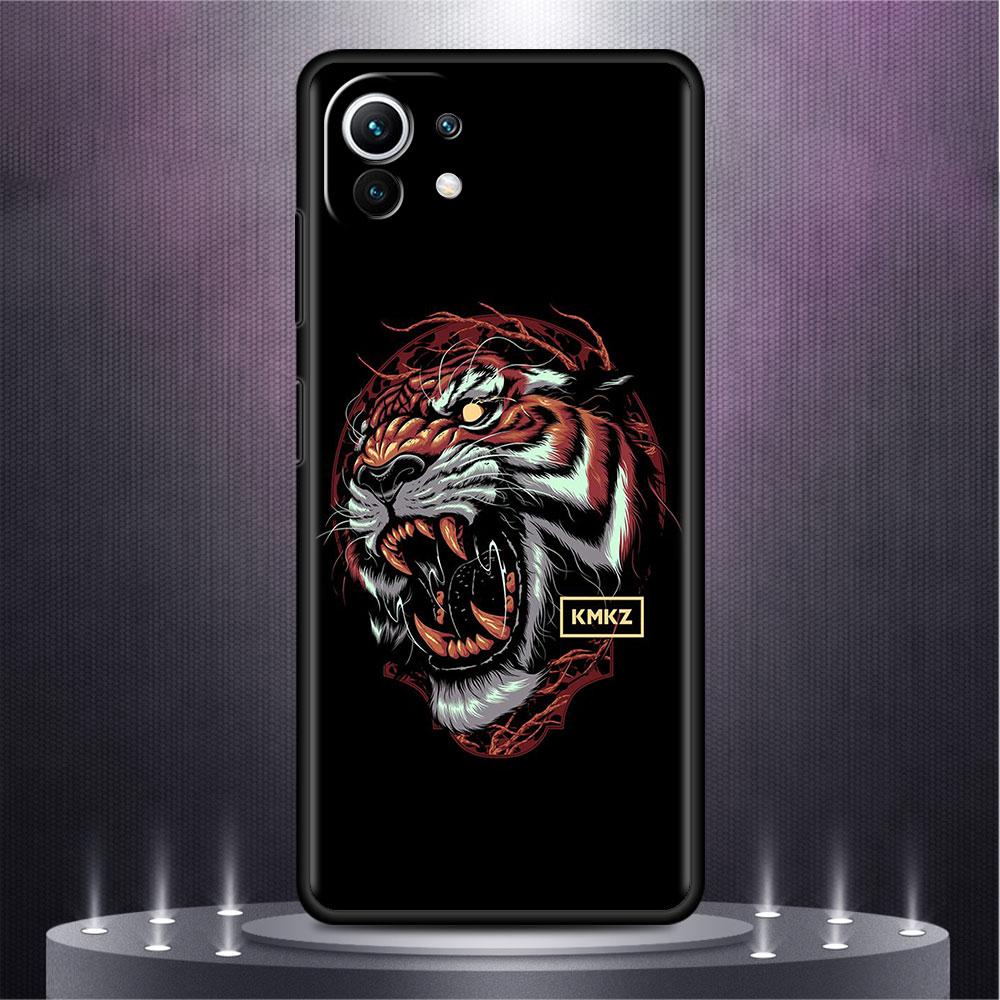 Black Case For Xiaomi Mi Poco X3 NFC M4 F3 C40 11 11T 10T Pro 12 9T 9 10 Lite TPU Phone Cover Tiger Animal