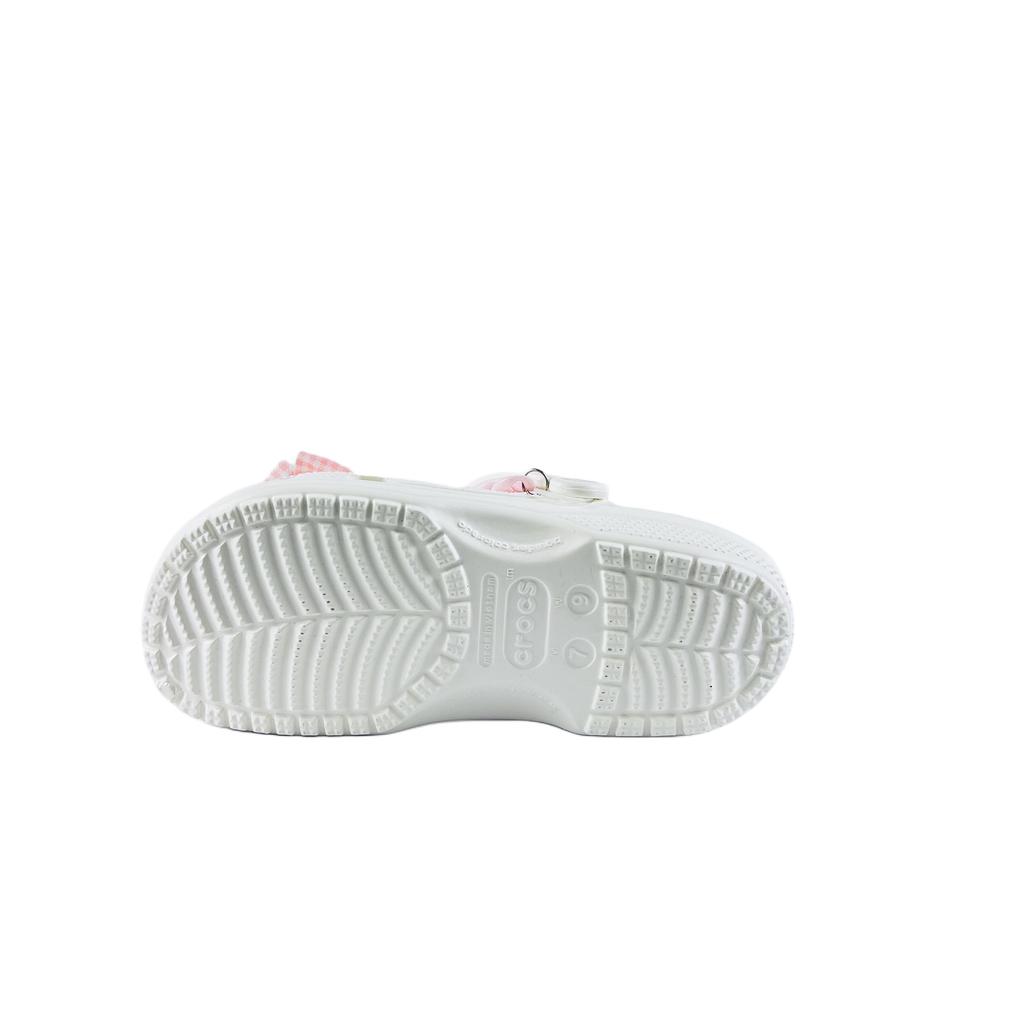 Crocs Classic Clog EVA Pink Checkered Sweetheart Classic Beach Versatile Hole Shoes Unisex White