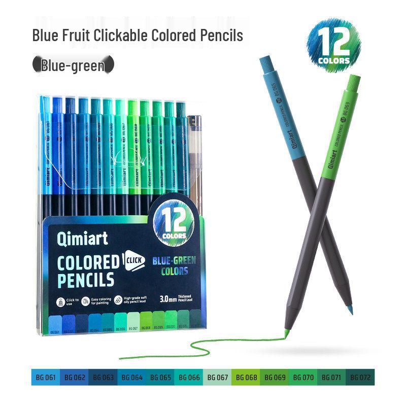 Blue Fruit 12-Color Oil-Based Mechanical Colored Pencils for Students and Professionals