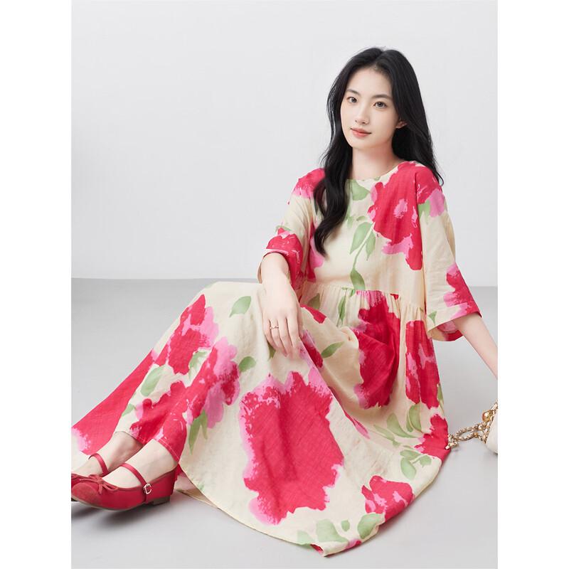 Aiyilian Retro Printed Summer Dress M