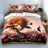 Lazy Giraffe Adorned With Flowers Duvet Cover Set With 3D Printing Design Soft Polyester Bedding Set All-Season Comfort