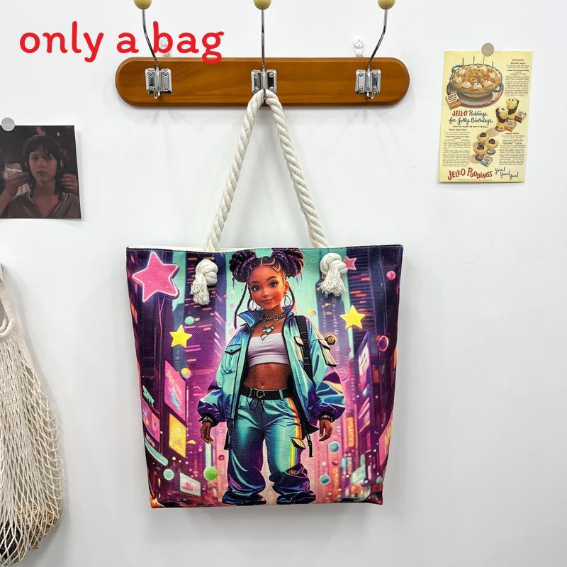 Women Print Handbag Large Oxford Canvas Casual Shoulder Bag For Daily Use