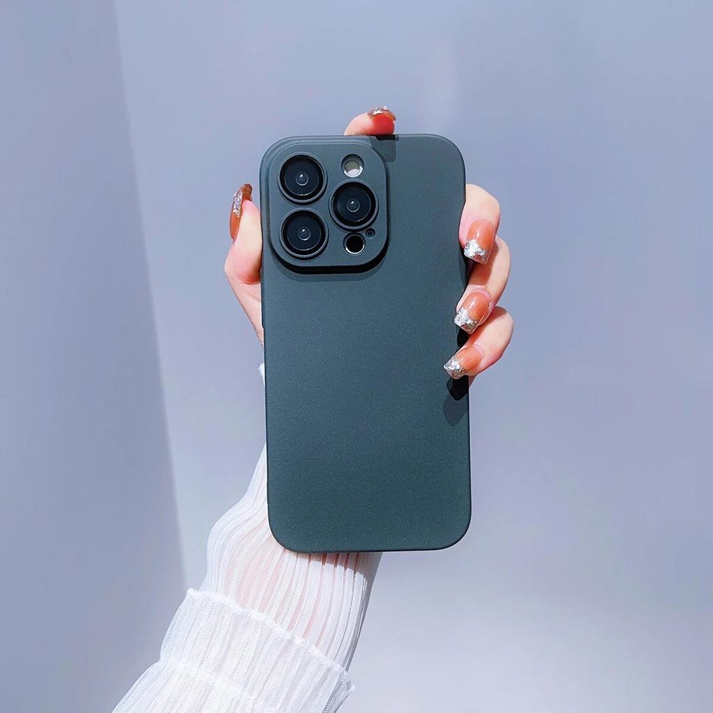 Simple Candy Color Hard Back Covers For iPhone 15 14 13 12 11 Pro Max Plus Shockproof Lens Protection Full Coverage Phone Cases