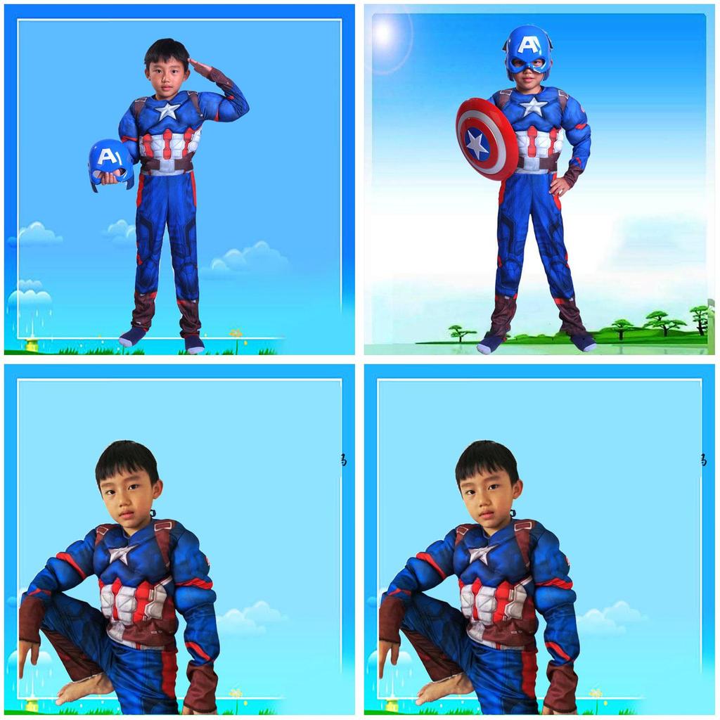 Premium Quality Kids Captain America Costume For Super Hero Avengers Fans