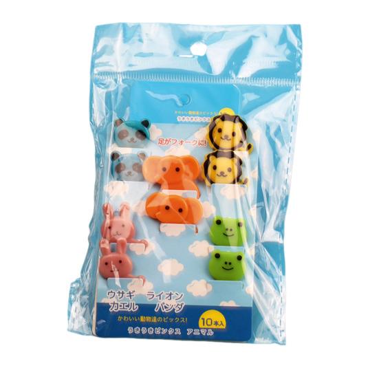 10Pcs Cartoon Animal Fruit Forks Cake Dessert Food Picks Lions Giraffe Elephants Animal Toothpicks Creative Food Presentation Tools for Kids