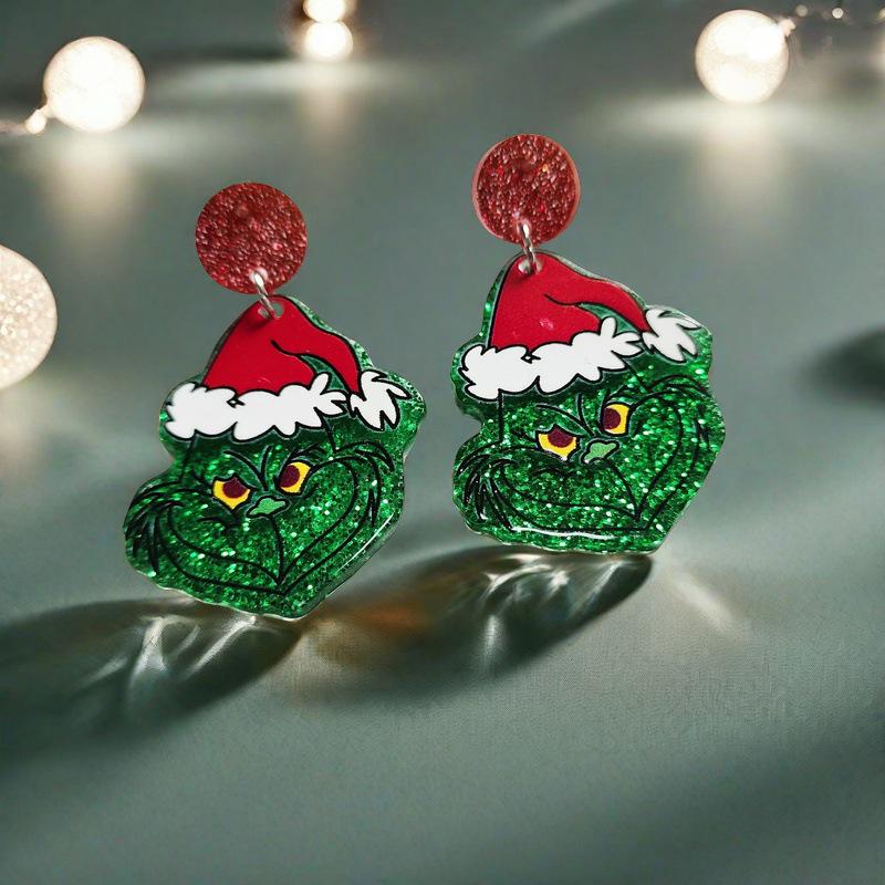

Red Christmas Sweater Earrings: Cute Reindeer, Santa, Tree & Snowman Design for Women