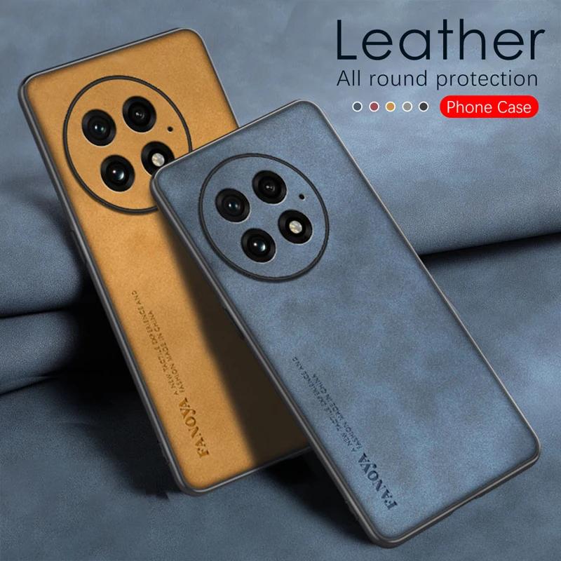 Luxury Leather Silicone Hard Frosted Back Case for OnePlus 13 12 11 NORD4 ACE 4 3 V Pro Shockproof Protection Phone Cover Shell