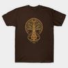 Men Black Print T-shirt Brown Acoustic Guitar Tree Of Life No-Cut Transfer Paper Print Cotton Tshirt