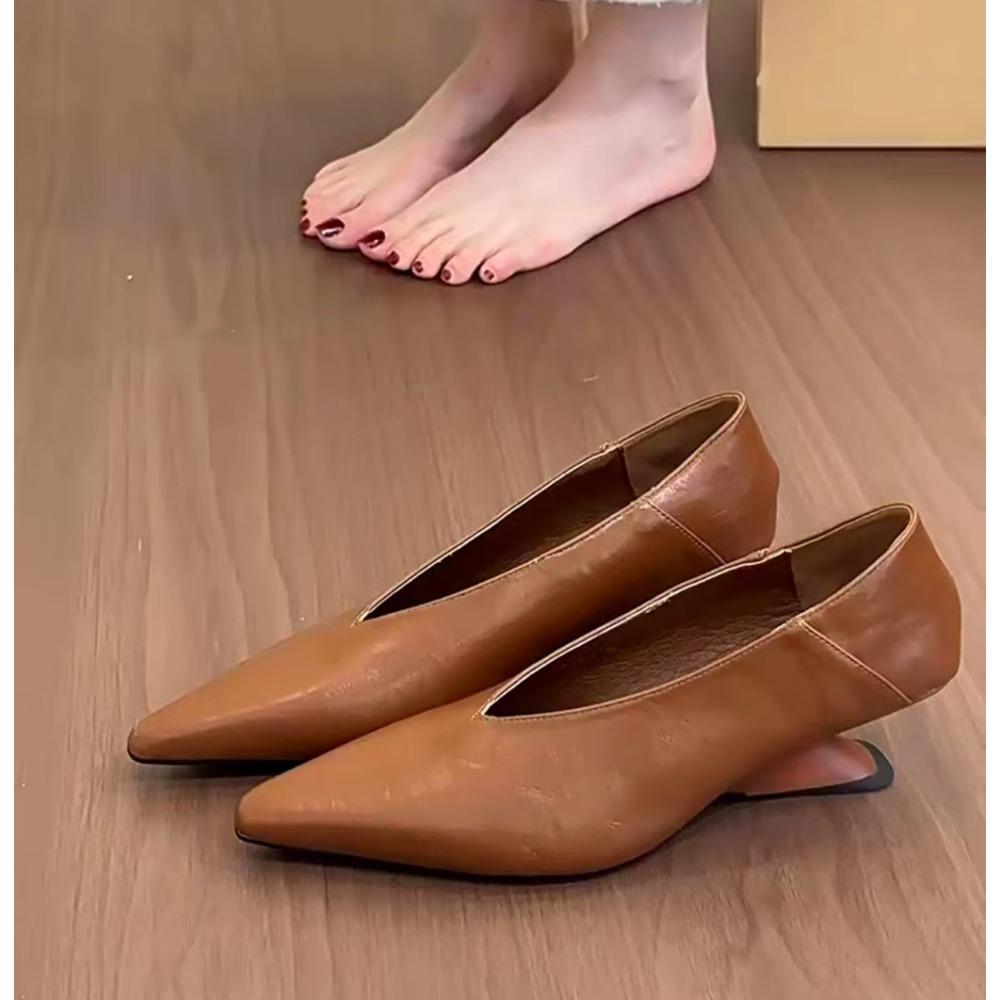 Comfortable Soft Leather Style Designer Shoes Women's Pointed Non-Slip Wedge Party Women's Shoes Outdoor Casual High Heels
