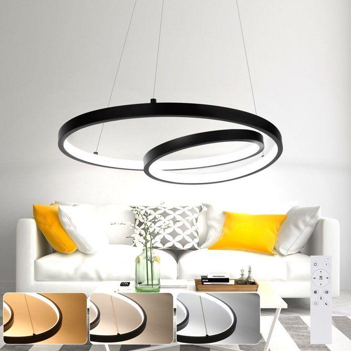 Suspension - NETTLIFE - 40CM - Noir - LED dimmable - Télécommande