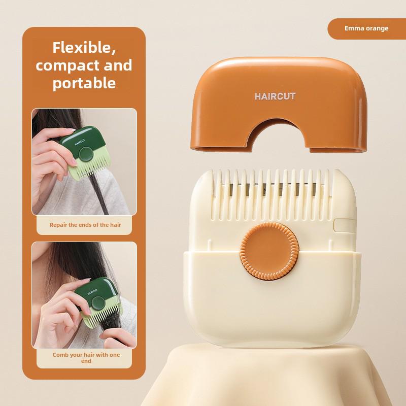 Dual-Sided Bangs and Hair Trimmer Comb with Blade for Home Hair Clipping