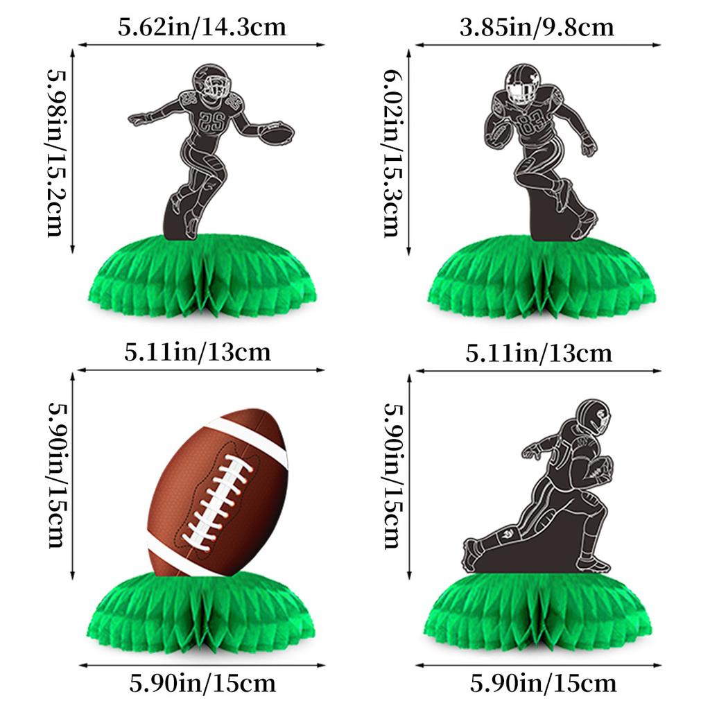 American Football Party Birthday Decoration Super Bowl Football Flag Latte Honeycomb Ornament Set