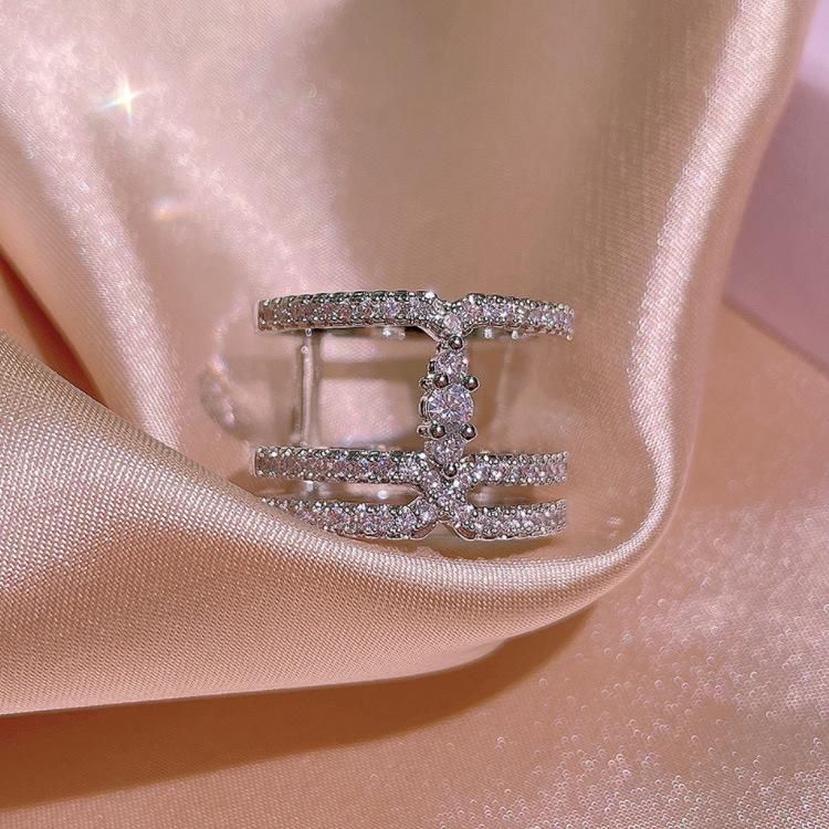 Ring Ring, Trendy Love Valentine'S Day Cupid'S Arrow, Double Heart Miniature Zircon Ring Women'S Jewelry