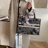 Women's Trendy Tote Bag with Print & Silk Scarf – High-Capacity, Versatile Handbag for Commute