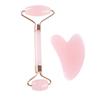 Acrylic Rose Quartz Dual-Head Facial Roller & Gua Sha Massage Tool