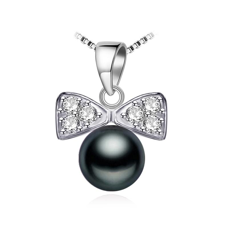 

LSOOYH модное ожерелье с подвеской в ​​виде банта для женщин, ожерелье с растительным пресноводным жемчугом чёрный