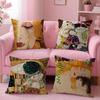 Gustav Klimt Oil Painting Cushion Cover Natural Linen Organic Fabric Double-Sided Printing Sofa Home Decor Gift Pillow Case