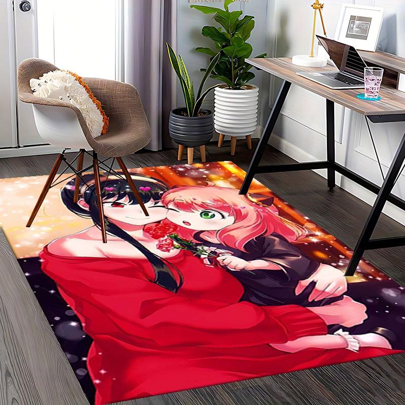 1pc Anime Cartoon Design Office Chair Mat - Festival Gift for Mom with Pink Hair and Flowers, Suitable for Home Decor, Living Room, Bedroom, Game Room