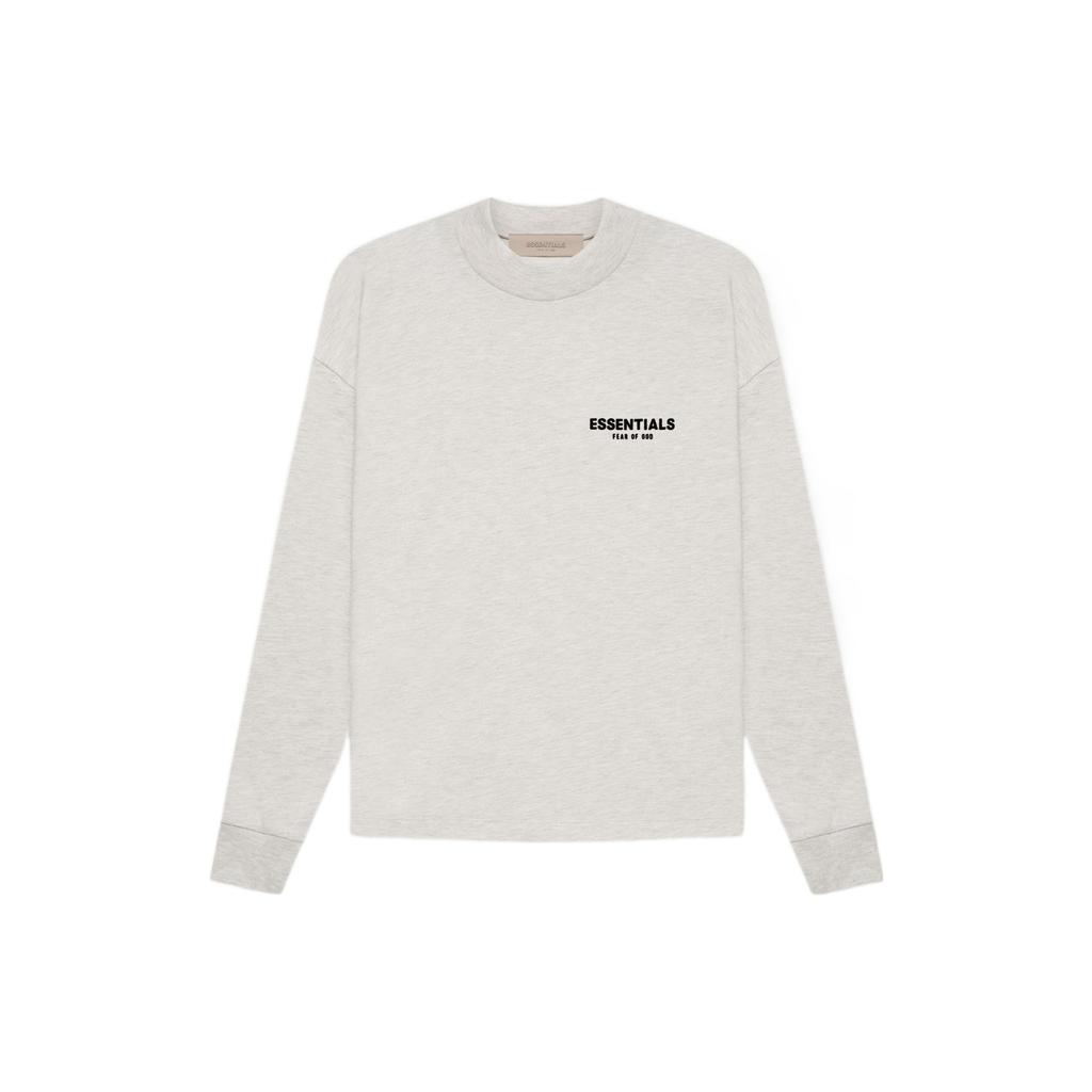 Fear of God Essentials Fleece Logo Crewneck Long Sleeve T-Shirt SS22 Men Tops Light-Oatmeal FOG-SS22-414