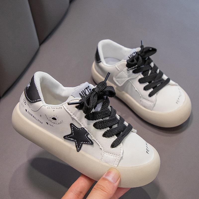 Korean Children's Leather Panel Shoes Soft Sole Spring and Autumn New Low-top Casual Boys and Girls Student Star Sports Shoes