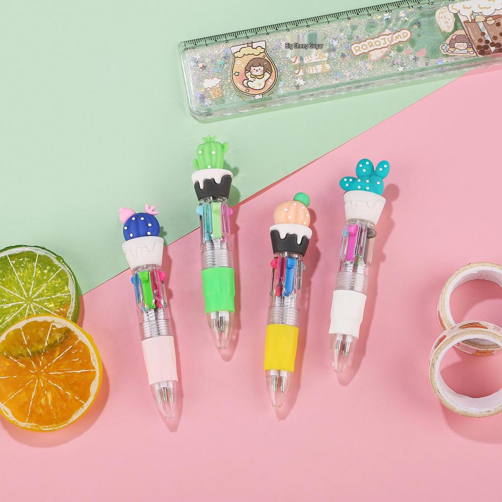 Korean Cute Animal Head 4-Color Click Ballpoint Pen