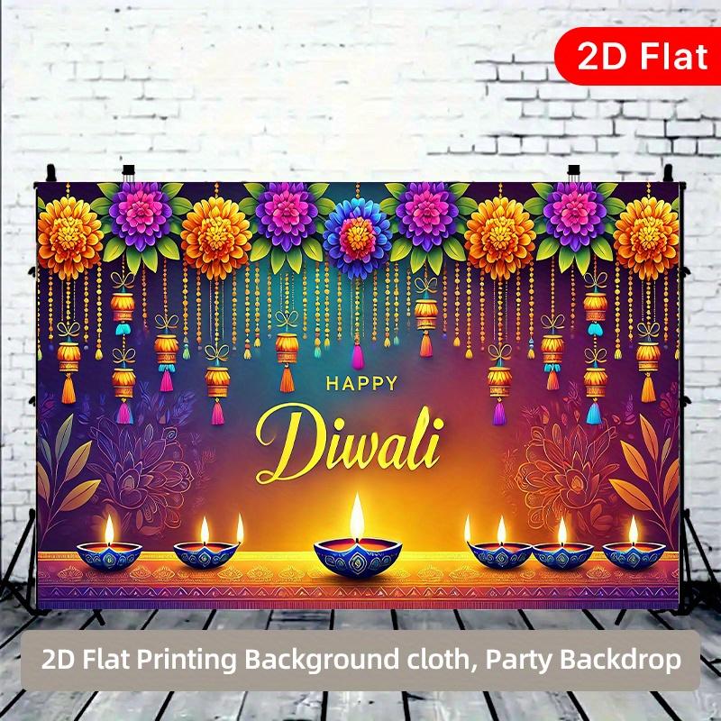 2D Flat Banners Happy Diwali Multipurpose Decoration for Festival Party Yard Studio Home and Garden Celebrations