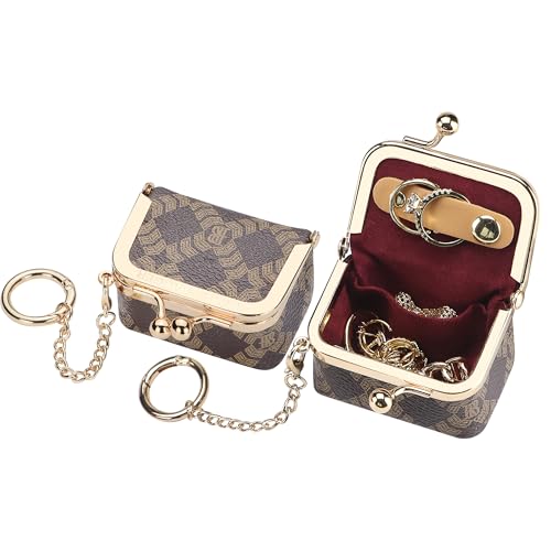 Royal Bagger Genuine Leather Mini Jewelry Box Women's Coin Purse Solid Color Kiss Lock Change Pouch Casual Style Small Storage Bag for Women 1894