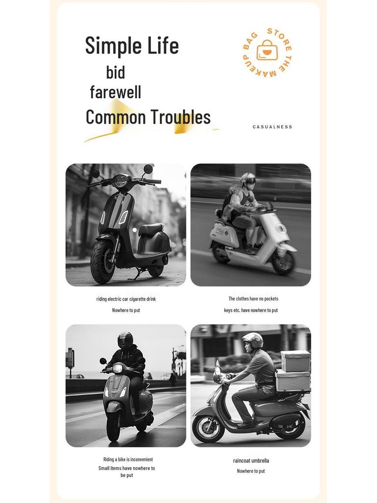 Borsa Portaoggetti Anteriore da Appendere per Veicoli Elettrici, Biciclette e Motociclette