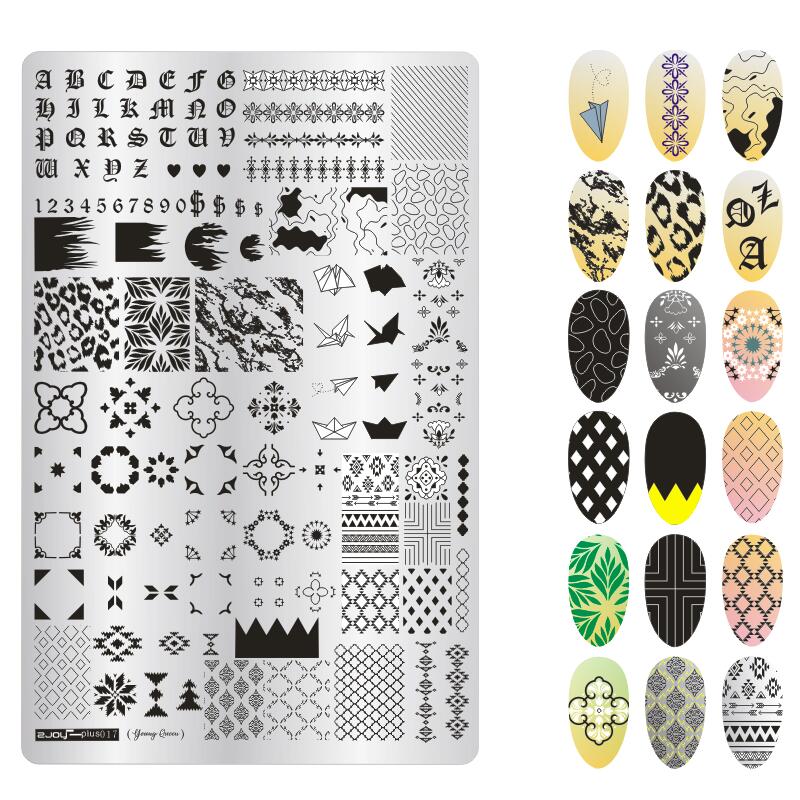 9.5X14.5cm Big Size Nail Stamping Plates Flower/Geometric Designs Nail Art Template For DIY Nail Decor 5.6cm round Stamper Plate