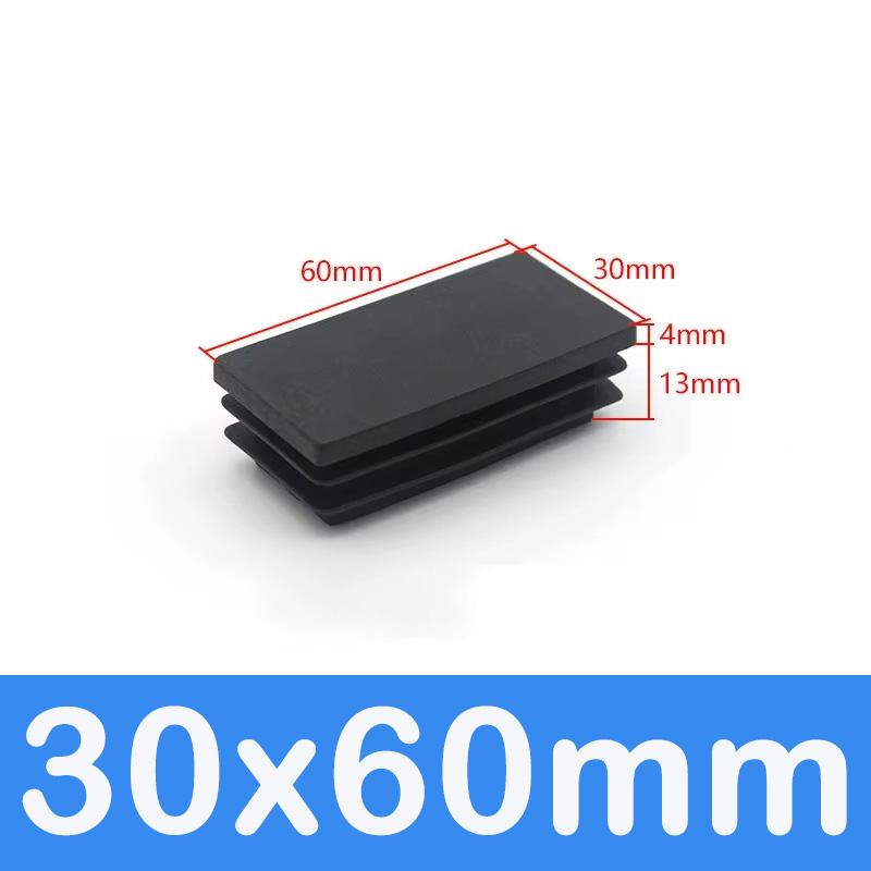 Rechthoekige Buis Dop Inzetstukken Zwart Plastic Afsluitdoppen 10x15mm-60x100mm Meubels Tafels Stoelen Voetdoppen