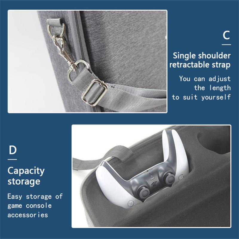 Game Console Tote Bag Compatible For Ps5 Protective Case Travel Suitcase With Adjustable Handle
