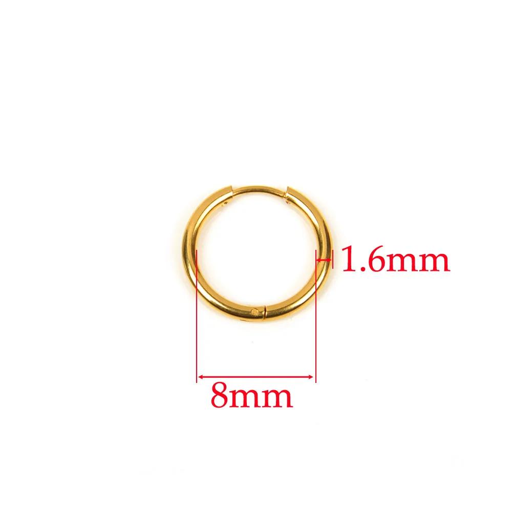 10 Stück 316L Edelstahl Creolen Ohrringe Damen Herren Punk Hiphop Kreisförmige Ohrstecker Ring Schmuck Goldfarbe Zubehör Großhandel