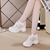 Fashion Classics 8CM Genuine Leather Sneakers Platform Shoes Wedge Hidden Heel Pumps Fashion Ventilate Sneakers Women Summer Shoes