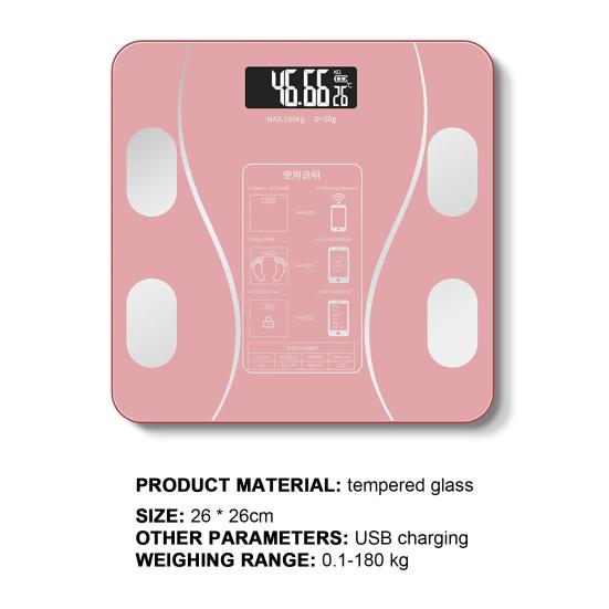 Stylish Digital Scale USB Powered Good Load Bearing Tempered Glass LCD Display Smart Scale