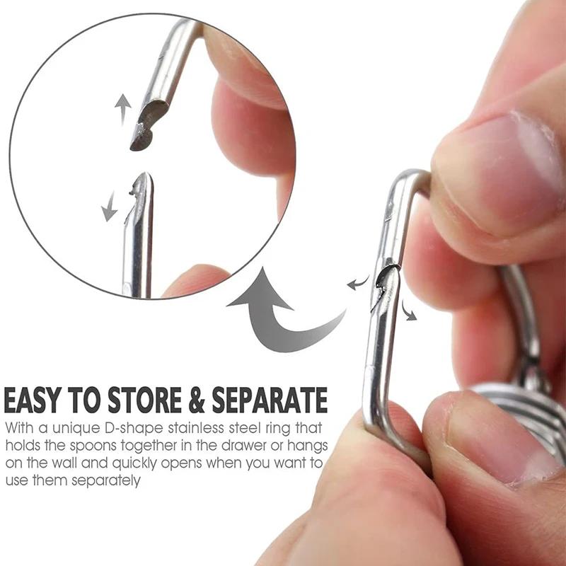 4/6Pcs Heavy-Duty Stainless Steel Measuring Spoons Set for Dry or Liquid, Fits in Spice Jar, Kitchen Tools