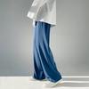 Summer Men Pants Solid Color Elastic Waist Anti-wrinkle Draping Wide Leg Trousers Streetwear
