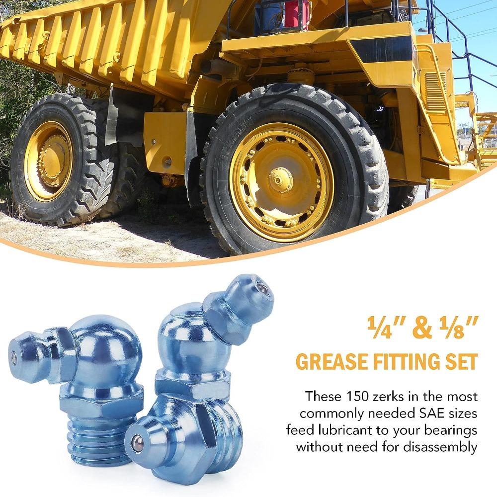 50Pcs 45,90,180 Degree Grease Fittings  Grease Zerk Grease Fitting Assortment  Replacement Kit