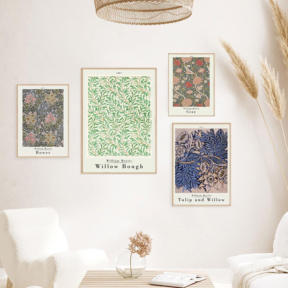 William Morris Vintage Flower Canvas Poster Jasmine Marigold Tulip Pattern Print Painting