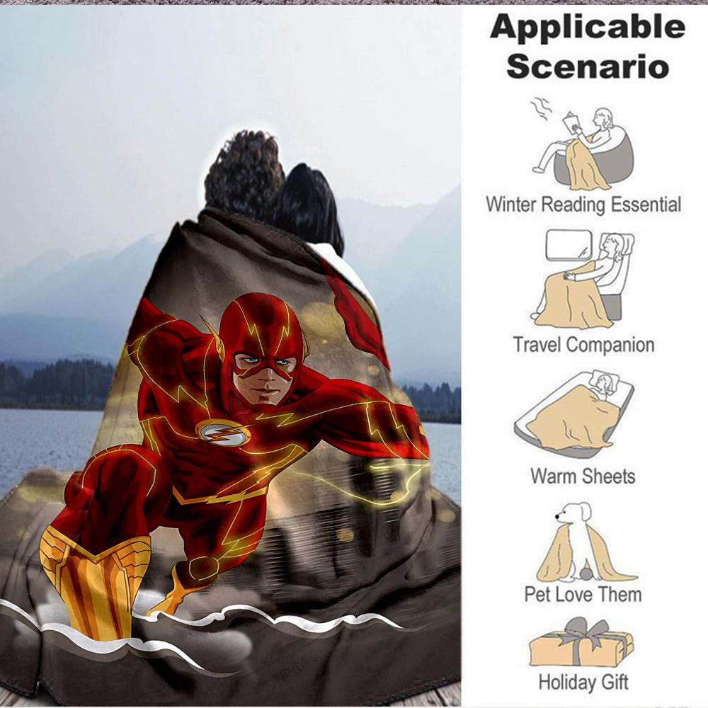 1pc Flash superhero Flannel Throw Blanket Soft, Warm & Cozy for Couch, Bed, Office, and Travel Versatile All Season Gift, Christmas present