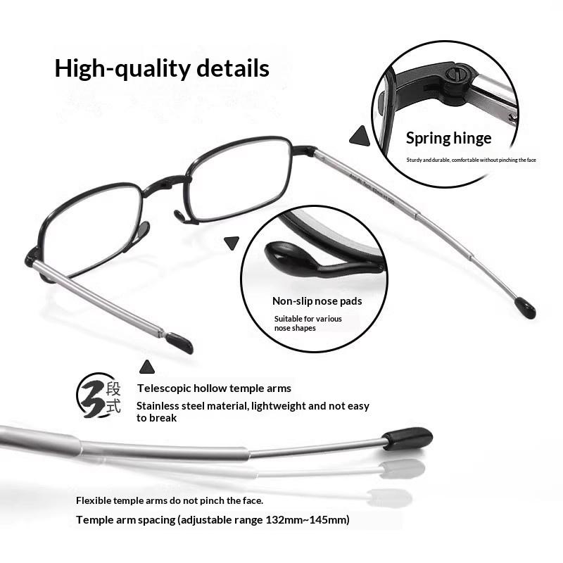 Foldable Reading Glasses +1.00 To +4.00 Strength Men Women Anti Blue Light Farsightedness Eyewear With Case