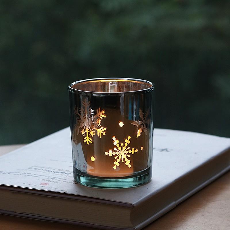 Unique Candle Christmas Jars for Home Decoration  Luxury Electroplated Glass Holder Container Christmas Candle Jars