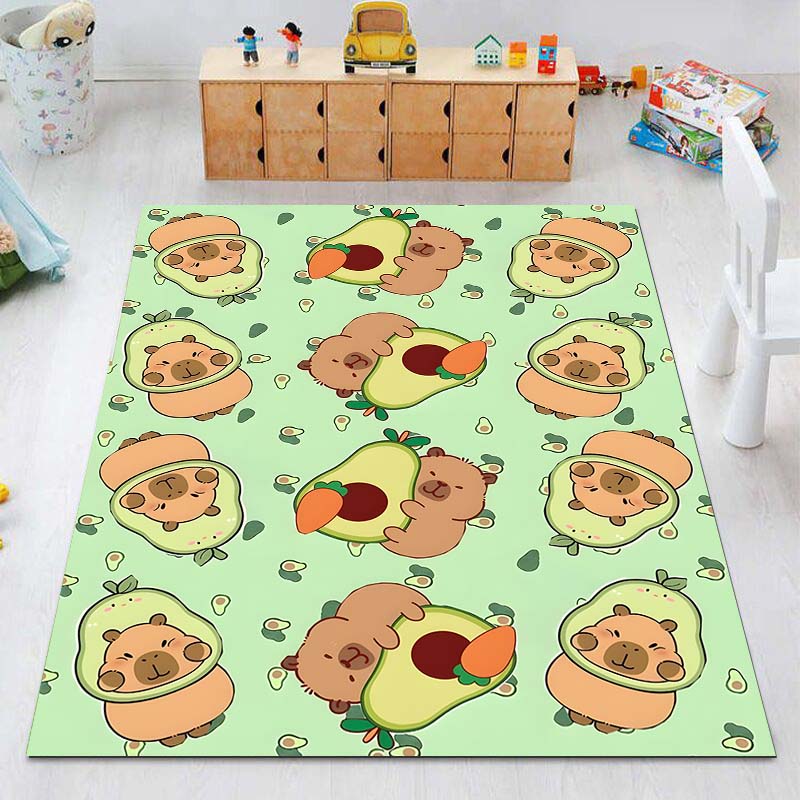 New Cute Capybara Cartoon Print Rug Carpets for Bedroom Living Room Sofa Mat Door Mat Dressing Room Rugs for Gifts