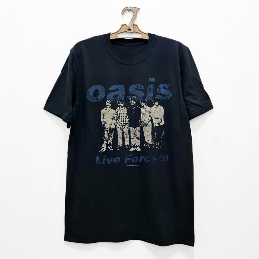 Vintage Oasis Live Forever T-shirt, Unisex Black Cotton T-shirt, Size S-5XL Unisex T-Shirt M