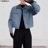 Men Lapel Neck Long Sleeve Striped Cropped Casual Thin Jackets Coats