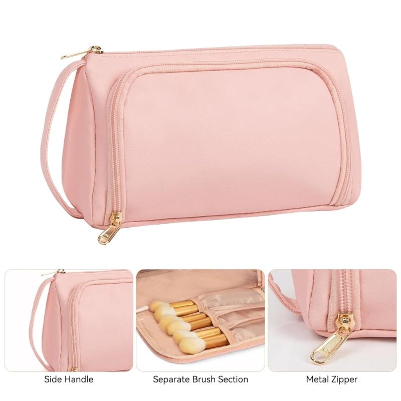 Large Capacity Cosmetic Bag Toiletry Bag Travel Makeup Bag PU Leather Cosmetic Organizer Wash Bag for Women and Girls